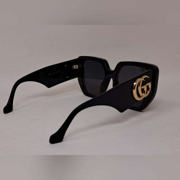 Gucci Women's Sunglasses Black Grey Gold GG Logo Oversized GG0956S 003 54-19-145 - Picture 10 of 16
